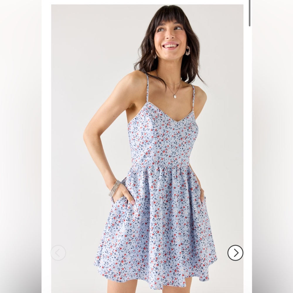 Floral Ruffle Trim Fit And Flare
Mini Dress